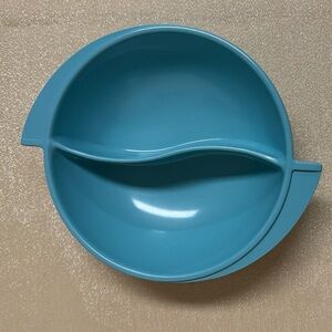 Boonton vintage divided blue melamine bowl.